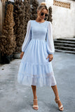 Rosa A-linje lange ermer Midi Casual kjole