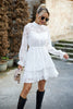 Load image into Gallery viewer, Hvite langermer A-linje kort casual kjole med applikasjoner
