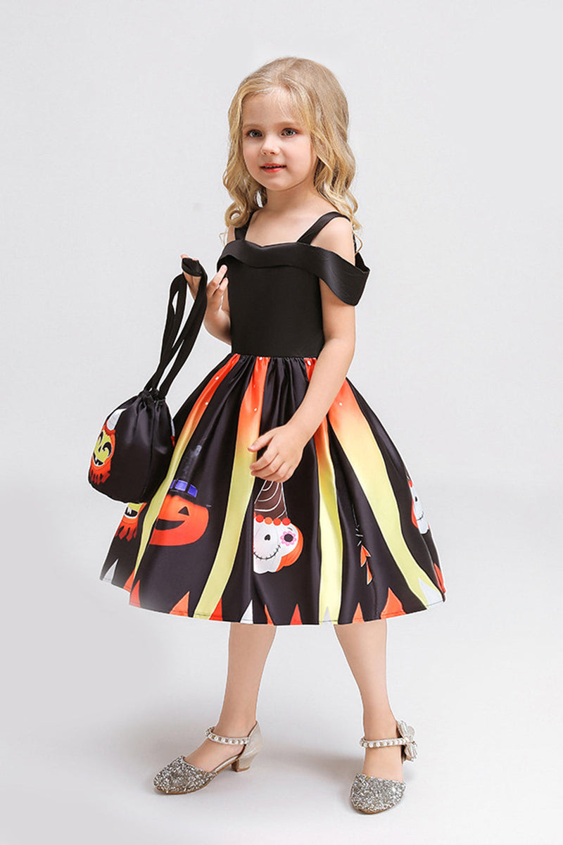 Load image into Gallery viewer, Svart kald skulder En linje Halloween Girl Dress