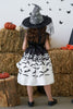 Load image into Gallery viewer, Svart ermeløs rund hals trykt Halloween jentekjole