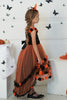 Load image into Gallery viewer, Mørk lilla høy lav tyll Halloween jentekjole med 3D-blomst