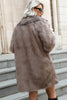 Load image into Gallery viewer, Khaki Midi Lapel Neck Kvinner Faux Fur Coat