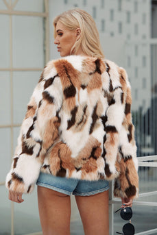 Gul Leopard Trykt Beskåret Faux Fur Women Coat