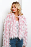 Rosa lappeteppe beskåret kvinner Faux Fur Coat