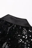 Sparkly Black Peak Lapel Sequins Women Blazer med fjær