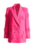 Load image into Gallery viewer, Fuchsia Double Breated Peak Lapel Women Blazer med blomster