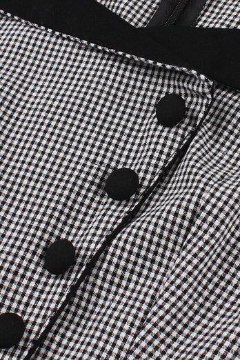 Plaid Black Swing 1950-tallet kjole med knapper