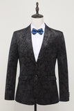 Jacquard Satin Hakket Lapel Menn Black Blazer