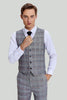 Load image into Gallery viewer, grå rutete bred topp jakke 3 stykke single breasted menns dresser