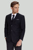 Load image into Gallery viewer, svart tredelt dress for menn med hakket jakke