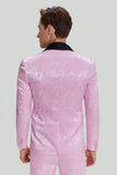 rosa jacquard sateng sjal lapel 3 stykke menns balldresser