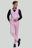 rosa jacquard sateng sjal lapel 3 stykke menns balldresser