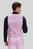 rosa jacquard sateng sjal lapel 3 stykke menns balldresser