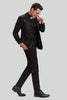Load image into Gallery viewer, menns svart 3-delt jacquard jakke vest bukser dress
