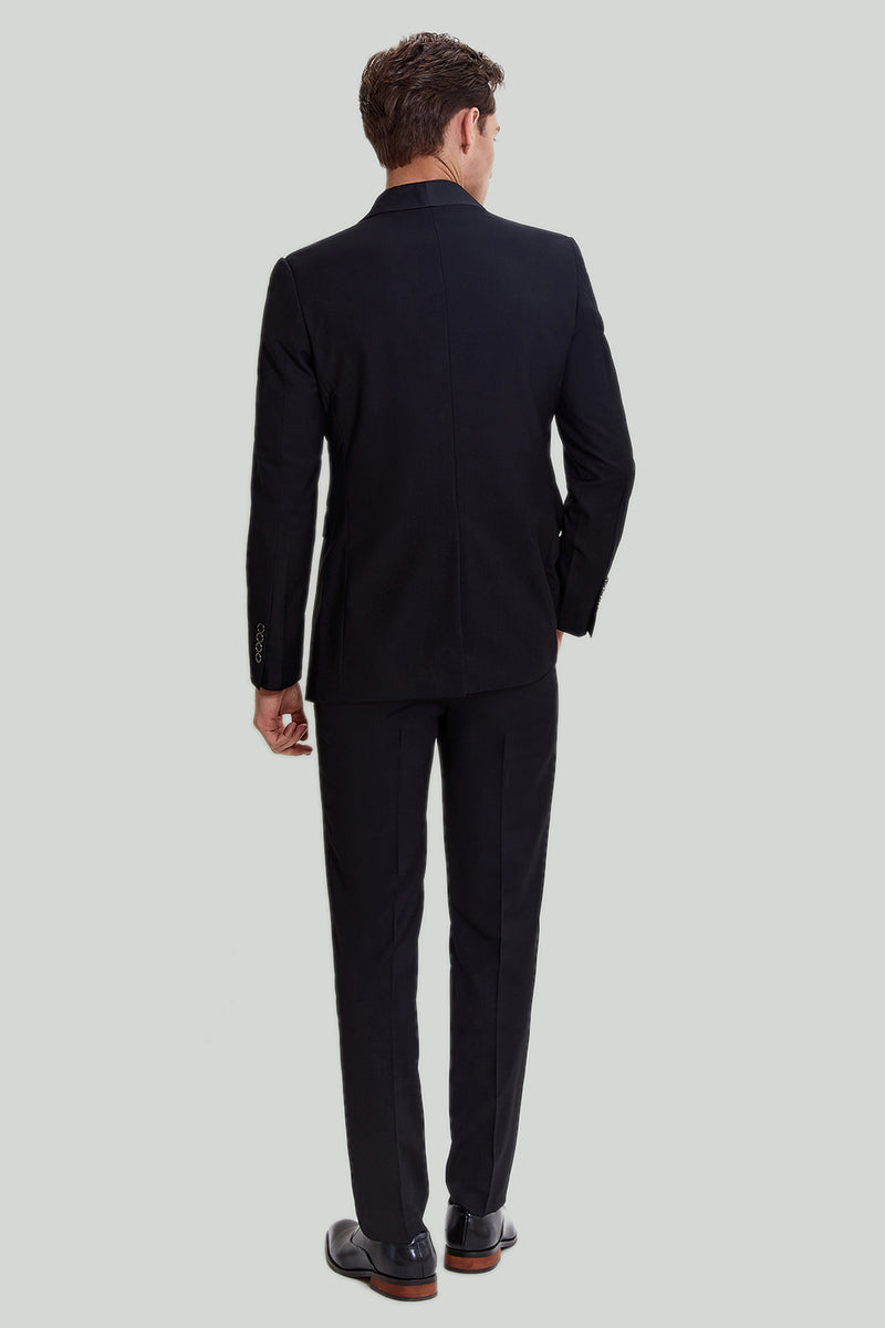 Load image into Gallery viewer, svart menns 3 stykke slank passform sjal jakke jakke dress