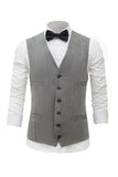 grå solid single breasted sjal lapel menns dress vest