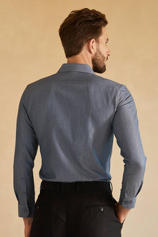 Navy Long Sleeves dressskjorte for menn