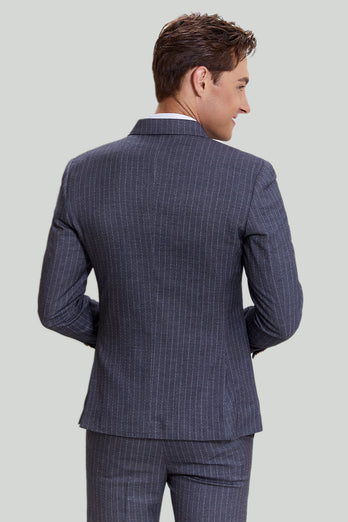 Menns 3-delt Pinstripe Grey Suit