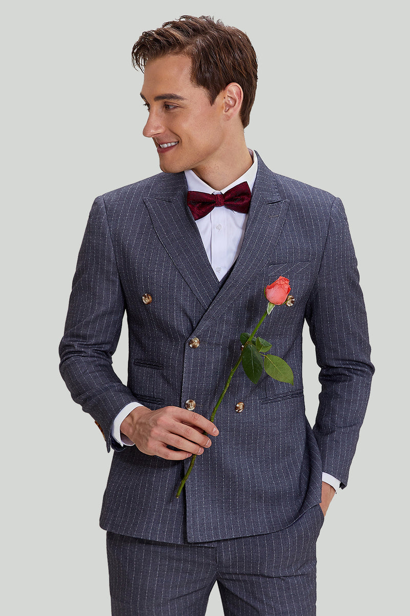 Load image into Gallery viewer, Menns 3-delt Pinstripe Grey Suit