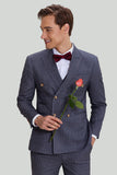 Menns 3-delt Pinstripe Grey Suit