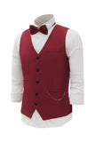 Burgunder Shawl Lapel Single Breasted menn Suit Vest