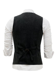Black Pinstriped Shawl Lapel menn Suit Vest