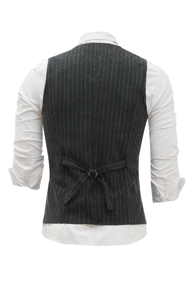 Load image into Gallery viewer, Black Pinstriped Shawl Lapel menn Suit Vest