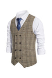 brun pinstripe dobbel breasted sjal lapel menns dress vest