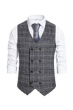 brun pinstripe dobbel breasted sjal lapel menns dress vest