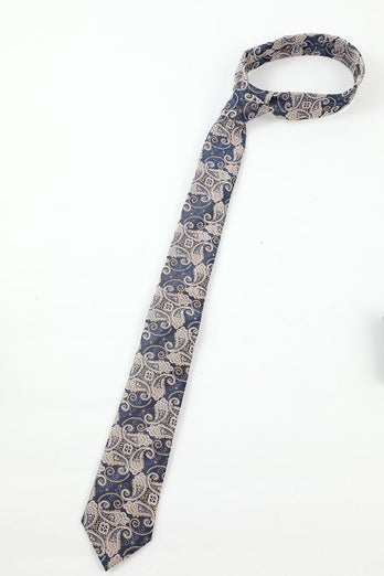marine menns jacquard 5-delt tilbehør sett slips og sløyfe lomme firkantet blomst jakkepinne slips klipp