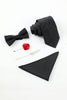 Load image into Gallery viewer, svart stripe menns 5-delt tilbehør sett slips og sløyfe lomme firkantet blomst jakkepinne slips klipp