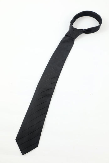 svart stripe menns 5-delt tilbehør sett slips og sløyfe lomme firkantet blomst jakkepinne slips klipp