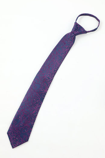 lilla jacquard menns 5-delt tilbehør sett slips og sløyfe lomme firkantet blomst jakkepinne slips klipp