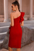 Load image into Gallery viewer, Hvit en skulder bodycon cocktail kjole