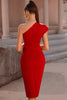 Load image into Gallery viewer, En skulder hvit bodycon cocktail kjole