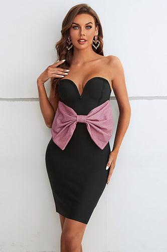 Black Sweetheart Bodycon Semi formell kjole med sløyfe