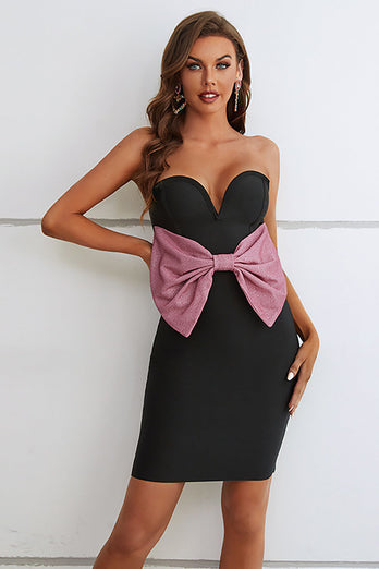 Black Sweetheart Bodycon Semi formell kjole med sløyfe
