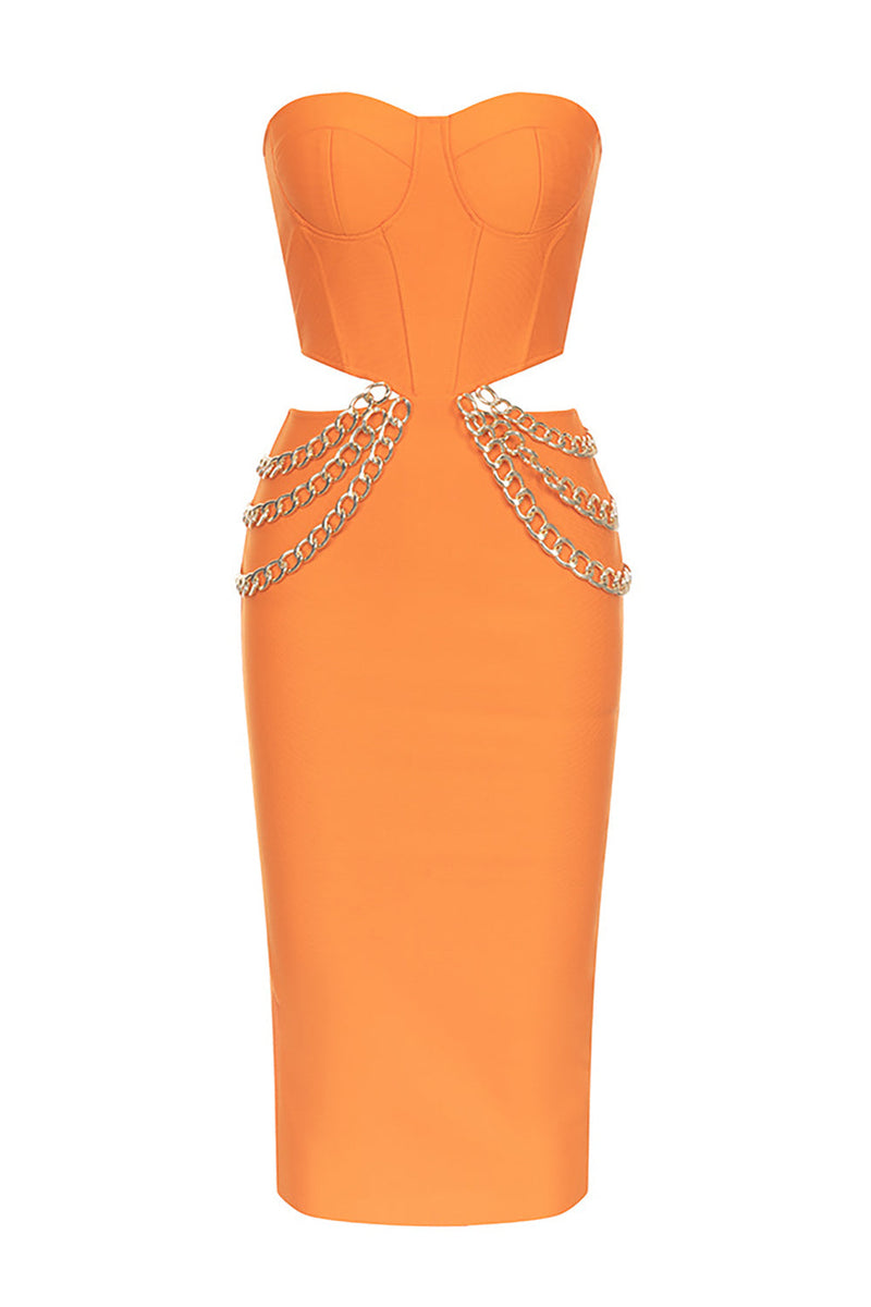 Load image into Gallery viewer, Oransje korsett kuttet ut Bodycon Cocktail Dress