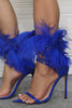 Load image into Gallery viewer, Royal Blue Feather spiss tå stiletto sandaler