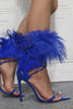 Load image into Gallery viewer, Royal Blue Feather spiss tå stiletto sandaler