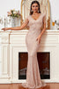 Load image into Gallery viewer, Blush paljetter Sparkly Mermaid Prom kjole med frynser