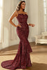 Load image into Gallery viewer, Burgunder glitrende paljetter havfrue prom kjole