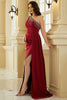 Load image into Gallery viewer, En skulder burgunder formell kjole med spalt