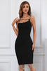 Load image into Gallery viewer, svart spaghetti stropper bodycon cocktail kjole
