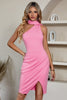 Load image into Gallery viewer, Blush Halter Ruched Cocktail Kjole