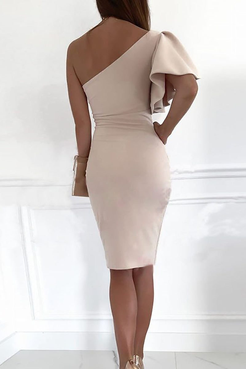 Load image into Gallery viewer, Bodycon One Shoulder Cocktail Dress med plissert