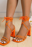 Oransje Strappy Block Heeled Sandal