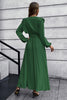 Load image into Gallery viewer, A-Line lange ermer mørkegrønn casual kjole med volanger