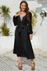 Load image into Gallery viewer, V-hals svart casual kjole med Sash