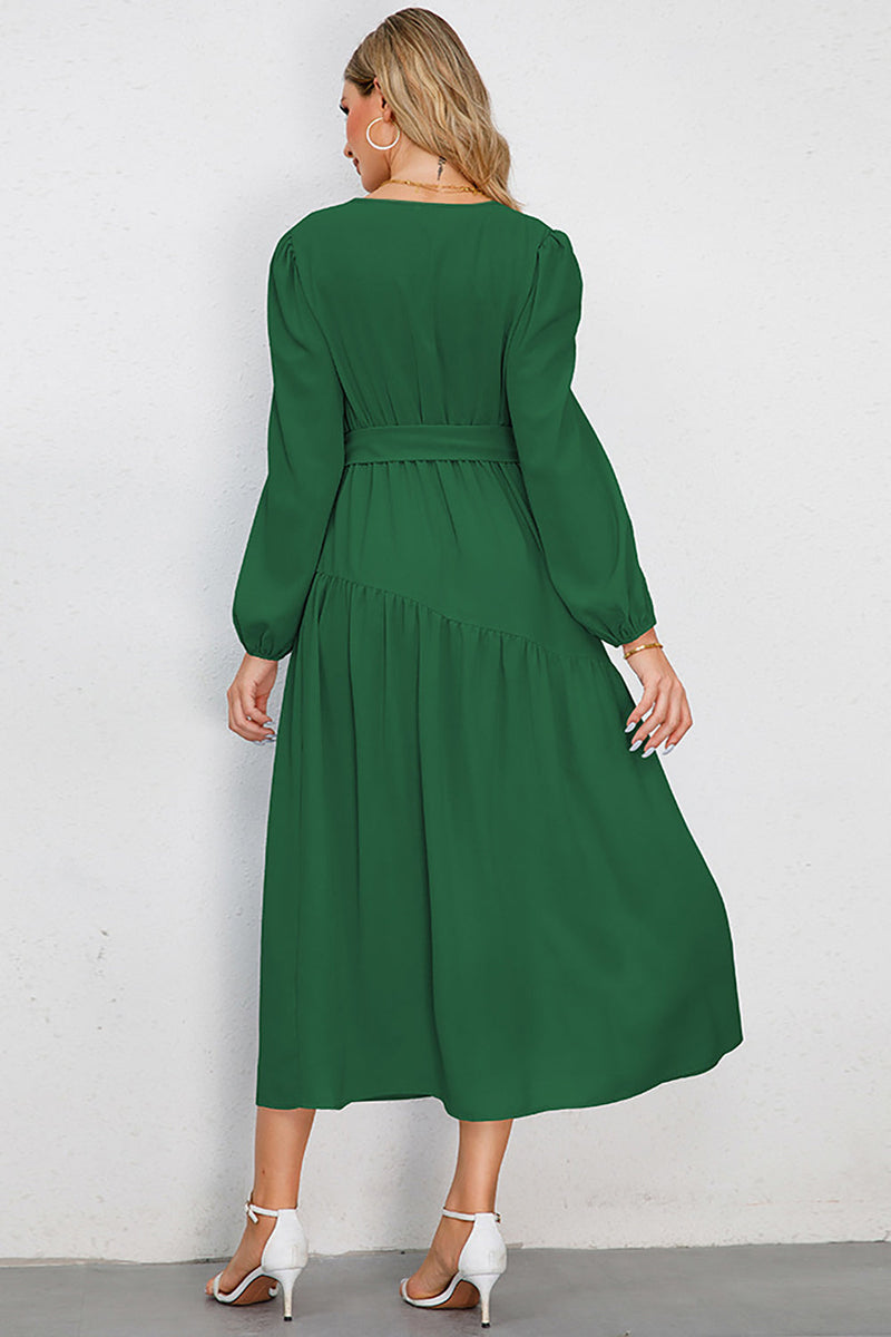 Load image into Gallery viewer, A-Line lange ermer svart casual kjole